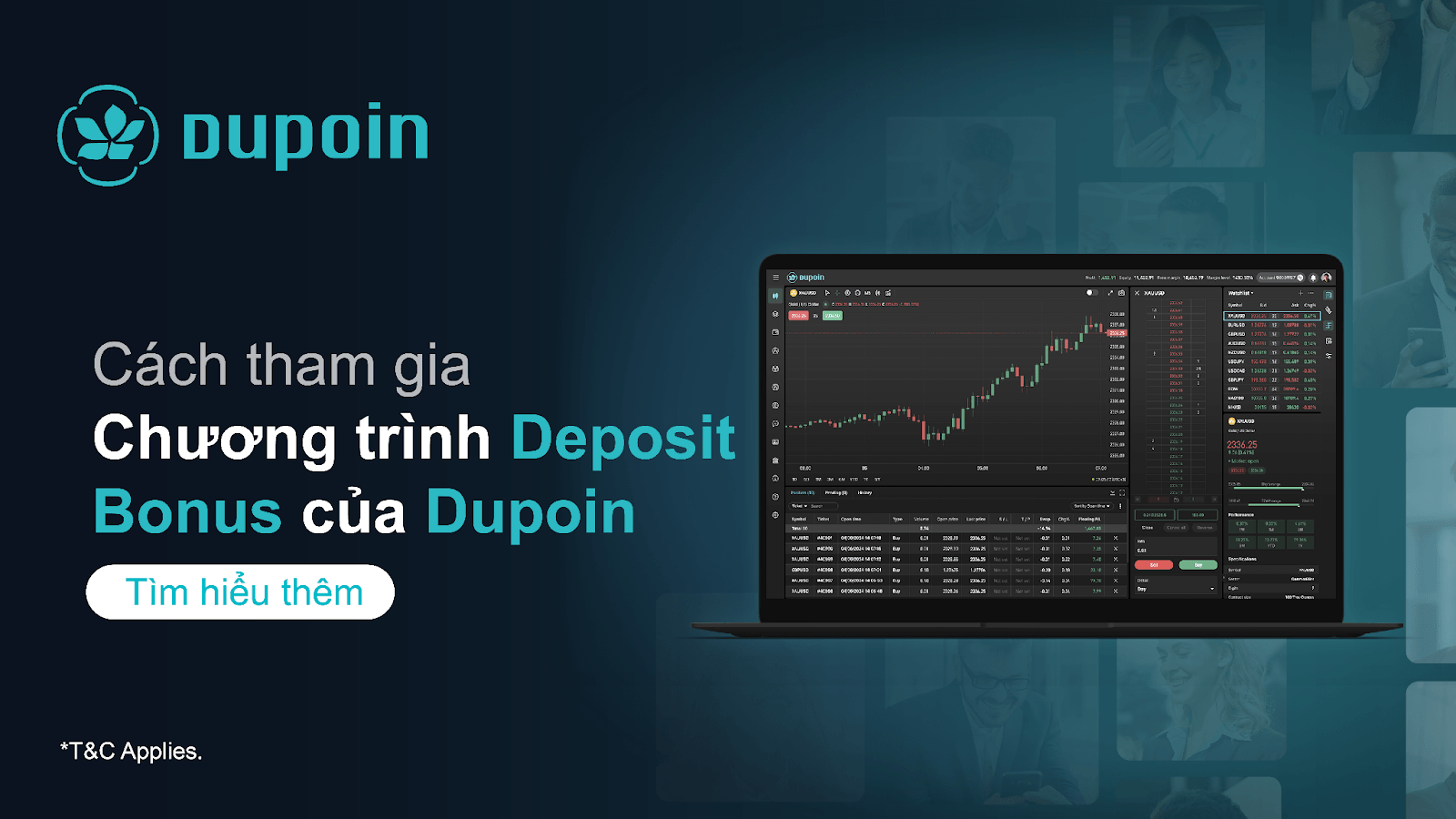 Tham gia chương trình Deposit Bonus Ký quỹ sàn Dupoin 2024
